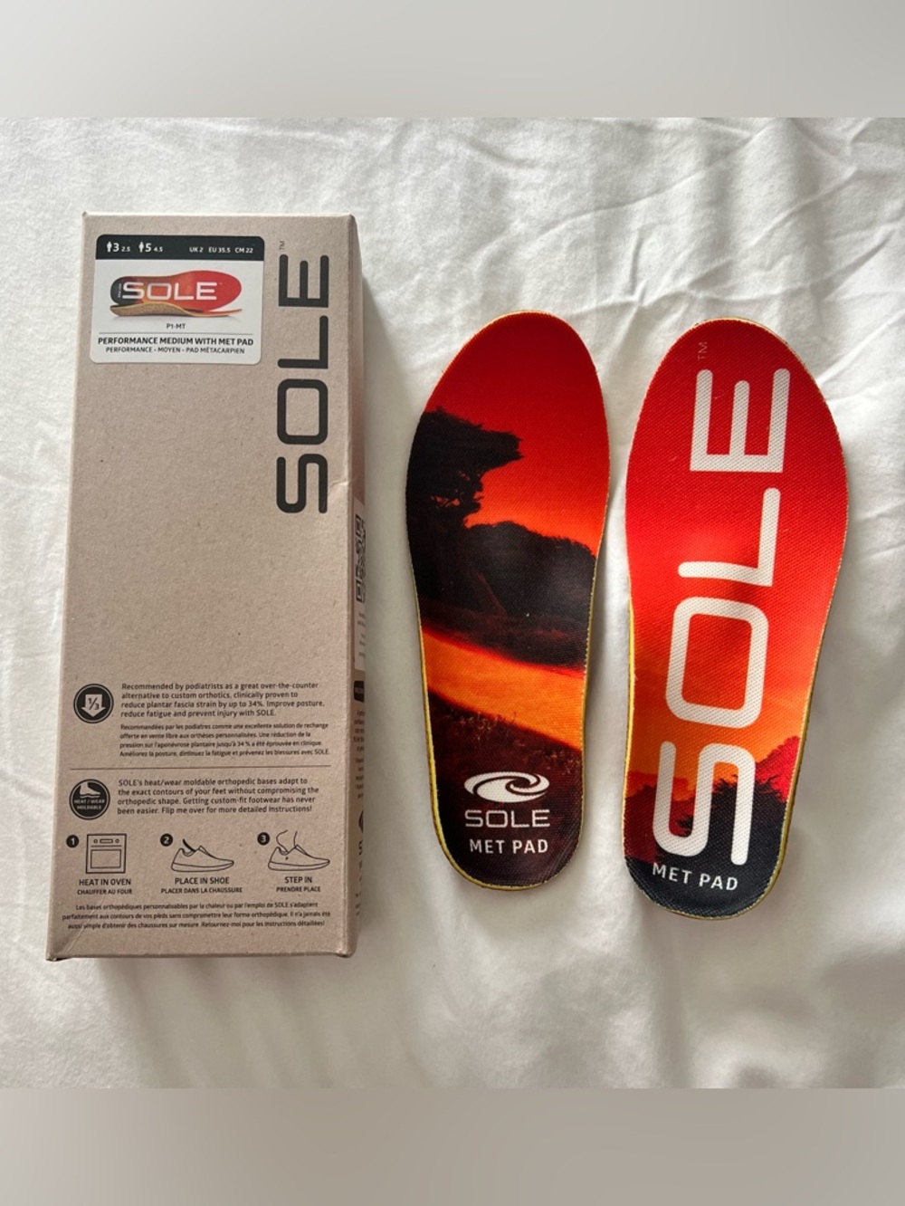 NWT SOLE Performance Medium Orthotic Insoles, Size W:5 M:3